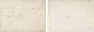 Udsigt over Marino (recto); Skitse til et landskab (verso) af Jean-Baptiste-Camille Corot