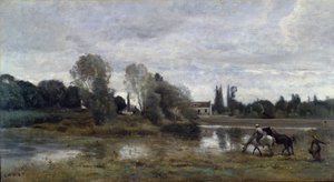 Ville dAvray, Hestevanding, ca. 1860-65 af Jean Baptiste Camille Corot