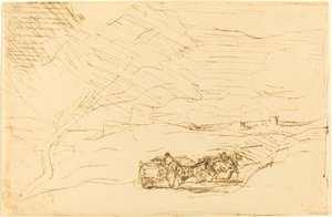 Wagon Going to Town (Le Chariot allant a la ville) af Jean Baptiste Camille Corot