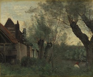 Piletræer og bondegård i Sainte-Catherine-lès-Arras, 1871 af Jean Baptiste Camille Corot