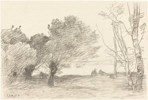 Piletræer og hvidpopler (Saules et peupliers blancs) af Jean-Baptiste-Camille Corot