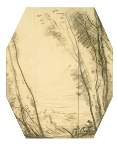 Woodland Scene (kul på vævet papir, foret med morbærpapir) af Jean Baptiste Camille Corot
