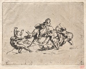 Bacchanal med børn og æsel. af Jean Baptiste Carpeaux