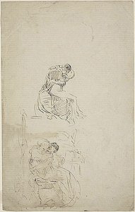 To siddende par, der omfavner hinanden af Jean Baptiste Carpeaux
