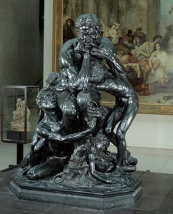 Ugolin-tyran i Pisa. Illustration af helvede i "Den guddommelige komedie"" af Dante. Bronzeskulptur af Jean Baptiste (Jean-Baptiste) Carpeaux (1827-1875)