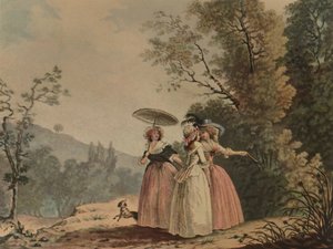The Parisian Graces In The Bois De Vincennes, 1790, 1913 af Jean Baptiste Chapuy