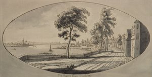 Themsen fra Chelsea (wc) af Jean Baptiste Claude Chatelain