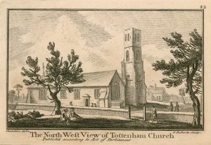 Den nordvestlige udsigt over Tottenham Church, London