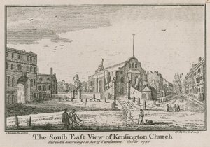 Den sydøstlige udsigt over Kensington Church af Jean Baptiste Claude Chatelain