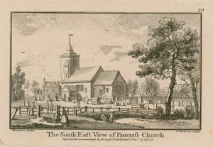 Den sydøstlige udsigt over St Pancras Church, London