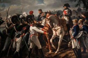 Bonaparte Haranguing den bayerske og Württembergske hær i Abensberg af Jean Baptiste Debret