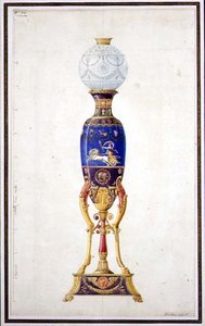 Design til en porcelænslampe af Jean Baptiste Dedeban