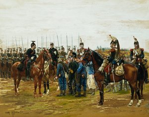 Franske Cuirassiers holder bayerske soldater fanget, 1875 af Jean Baptiste Edouard Detaille