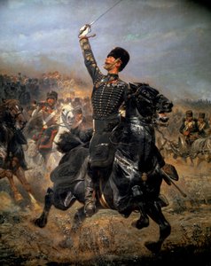 I batteri, kavaleri opladning (1870). Maleri af Edouard Detaille (1848-1912)
