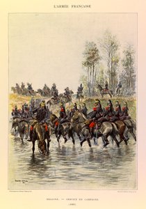 Typer og uniformer af kaptajn Jules Richards franske armé, illustreret af Edouard Detaille (1848-1912): Drager; Felttjeneste i 1885, Privat Samling af Jean Baptiste Edouard Detaille