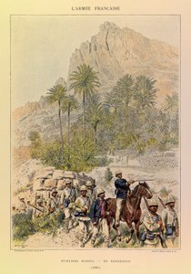 Typer og uniformer af kaptajn Jules Richards franske armé, illustreret af Edouard Detaille (1848-1912): Fusiliers Marins på ekspedition i 1887, privat samling af Jean Baptiste Edouard Detaille