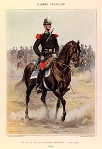 Typer og uniformer af kaptajn Jules Richards franske Armee, illustreret af Edouard Detaille (1848-1912): Elev af den særlige militærskole: Kavaleri i 1885, Privat samling af Jean Baptiste Edouard Detaille