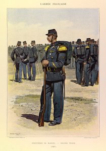 Typer og uniformer af kaptajn Jules Richards franske Armee, illustreret af Edouard Detaille (1848-1912): Infantry of Marine in Great Dress in 1887, Private Collection af Jean Baptiste Edouard Detaille