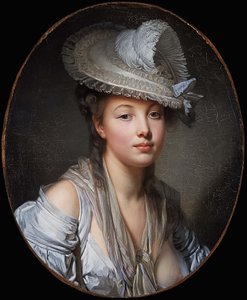 Fransk: Le Chapeau blanc Den hvide hat af Jean Baptiste Greuze