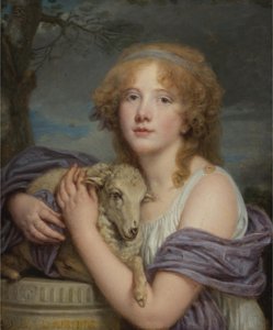Pige med lam af Jean Baptiste Greuze