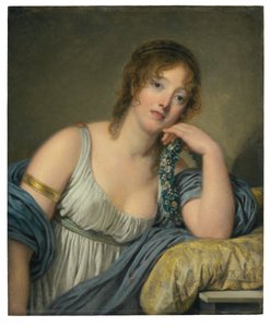 Portræt af Jeanne Philiberte Ledoux (1767-1840), halv længde (olie på panel) af Jean Baptiste Greuze