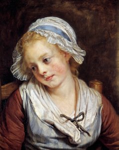 Portræt af en jomfru Maleri af Jean-Baptiste Greuze (1725-1805). 1765. Dim. 0,45x0,37 m. Chantilly, Musee Conde - Portræt af en ung pige. Maleri af Jean-Baptiste Greuze (1725-1805). 1765. 0,45 x 0,37 m. Conde Museum, Chantilly, Frankrig af Jean Baptiste Greuze
