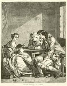 Læsning af romanen af Jean Baptiste Greuze