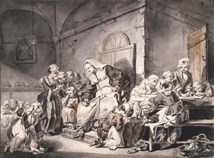 Skolelærer af Greuze, Jean-Baptiste (1725-1805). Pen, pensel, grå og brun farve, akvarel på papir, størrelse: 27,8x33,8, ca 1764-1765, State Hermitage, St. Petersburg af Jean Baptiste Greuze