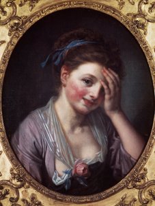 Pigen har rosen Maleri af Jean Baptiste Greuze (1725-1805) 1700-tallet. Paris, Musee Cognacq Jay. af Jean Baptiste Greuze