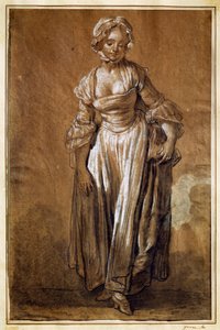 Ung pige stående, tegning af Jean-Baptiste Greuze (1725-1805) af Jean Baptiste Greuze