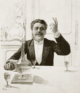Portræt af Henry Becque (1837-1899), fransk dramatiker - grav af Florian efter Jean-Baptiste Guth (1883-1921) - Udgivet i Revue illustree, ca. 1890 af Jean Baptiste Guth