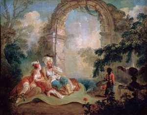Tyrkisk Pasha og Odalisque, slutningen af det 18. eller begyndelsen af det 19. århundrede..