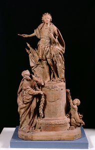 Ludvig XV (1710-74) som romersk kejser, projekt til en statue til Hotel de Ville i Rennes, ca. 1748 (terracotta)