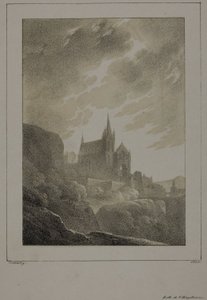 Udsigt over en kirke af Jean Baptiste Isabey