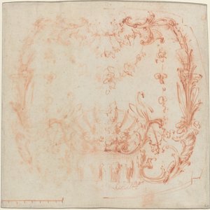 Rokoko-vægdesign med springvand og svaner [verso] af Jean Baptiste Joseph Pater