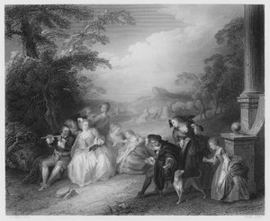 Fløjtespilleren af Jean Baptiste Joseph after Pater