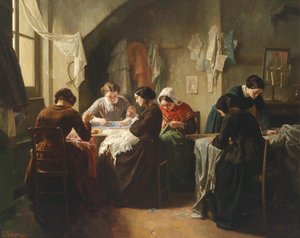 Bretonske syersker af Jean Baptiste Jules Trayer