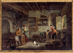 Et køkkeninteriør Kokke og stuepiger tilbereder deres herres måltider. Maleri af Jean Baptiste Lallemant (1710-1803) 1700-tallet Bourg en bresse, Musee de Brou