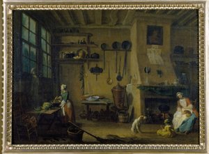 Borgerligt køkken - maleri af J.B Lallemand (1716 - 1803), slutningen af det 17. århundrede, Museum of Fine Arts i Dijon.