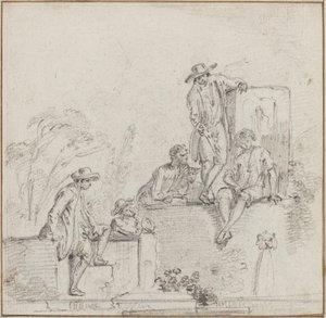 Figurer siddende omkring et springvand af Jean-Baptiste Lallemand