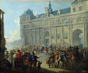 Mordet på Jacques de Flesselles på rådhusets trappe 14. juli 1789