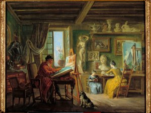 Malerens værksted Maleri af Jean Baptiste Lallemand (1710-1803) 1700-tallets Dijon, Museum of Fine Arts