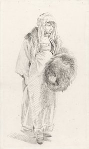 Russisk kvinde med en pelsmuffe, mellem 1758 og 1761