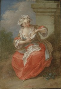 Young Girl Chasing Fleas, ca. 1750 (olie på lærred) af Jean Baptiste Lebel