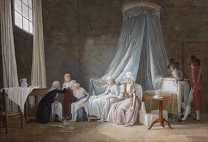 Madame Royale helbredt af Brunier den 24. januar 1793. Den kongelige familie i Temple Prison.