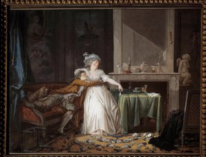 Den knækkede kop. Maleri af Jean Baptiste Mallet (1759-1835)