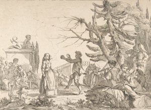 Impromptu Dance The Improvised Ball, 1742. af Jean Baptiste Marie Pierre