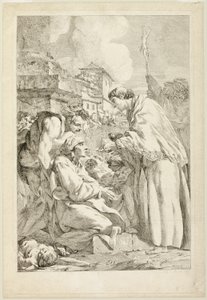 Sankt Charles Borromeo velsigner den pestramte af Jean Baptiste Marie Pierre