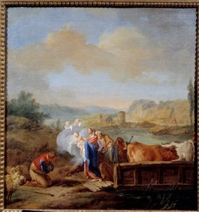 Flugten i Egypten Maleri af Jean Baptiste Pierre (1713-1789) 1700-tallet søn. 047x0,45 m Rouen, Musee des Beaux Arts af Jean Baptiste Marie Pierre