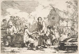 Village Market Place Landsbymarkedet, 1700-tallet. af Jean Baptiste Marie Pierre